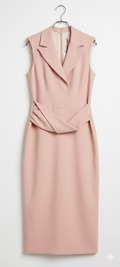 Gizia Tailored Lapel Midi Dress with Draped Waist
