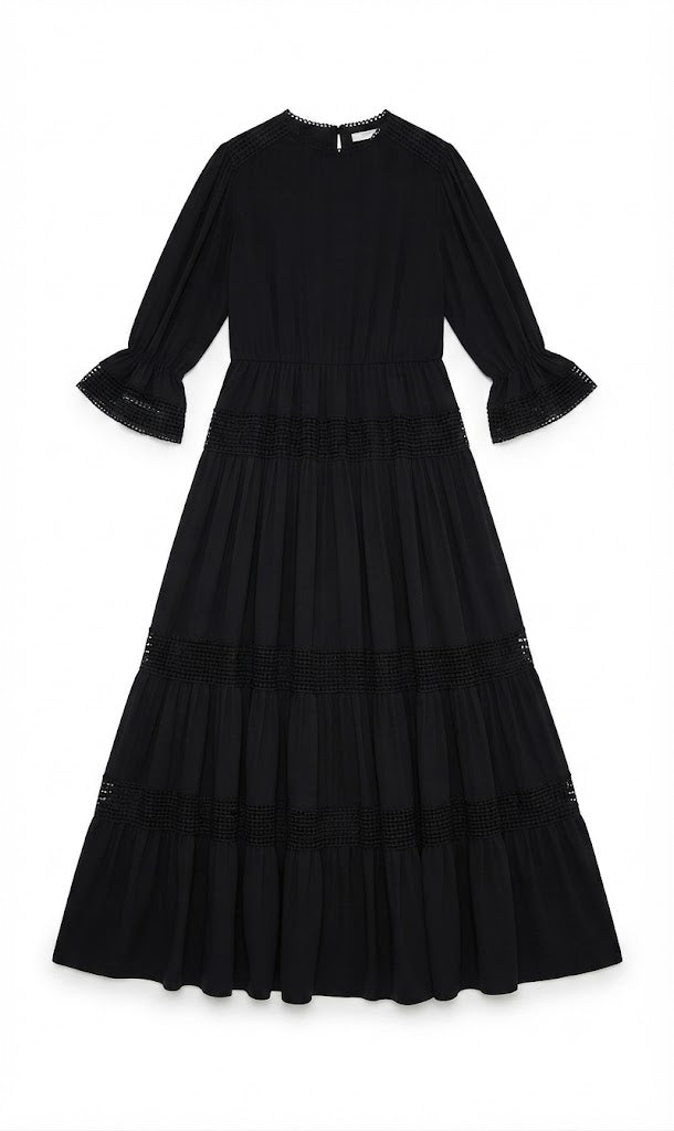 Mervan Yohan All-Black Midi Dress