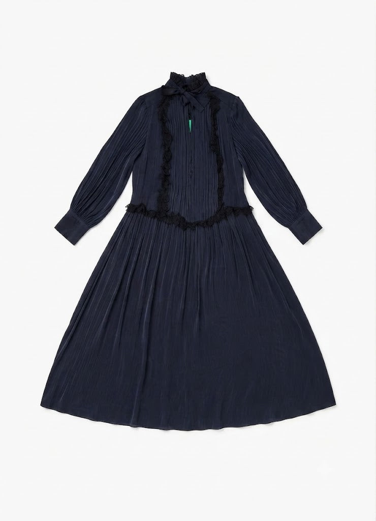 Gizia Victorian Pleated Lace Midi Dress