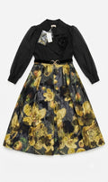 Polen Poe Black & Gold Statement Midi Dress